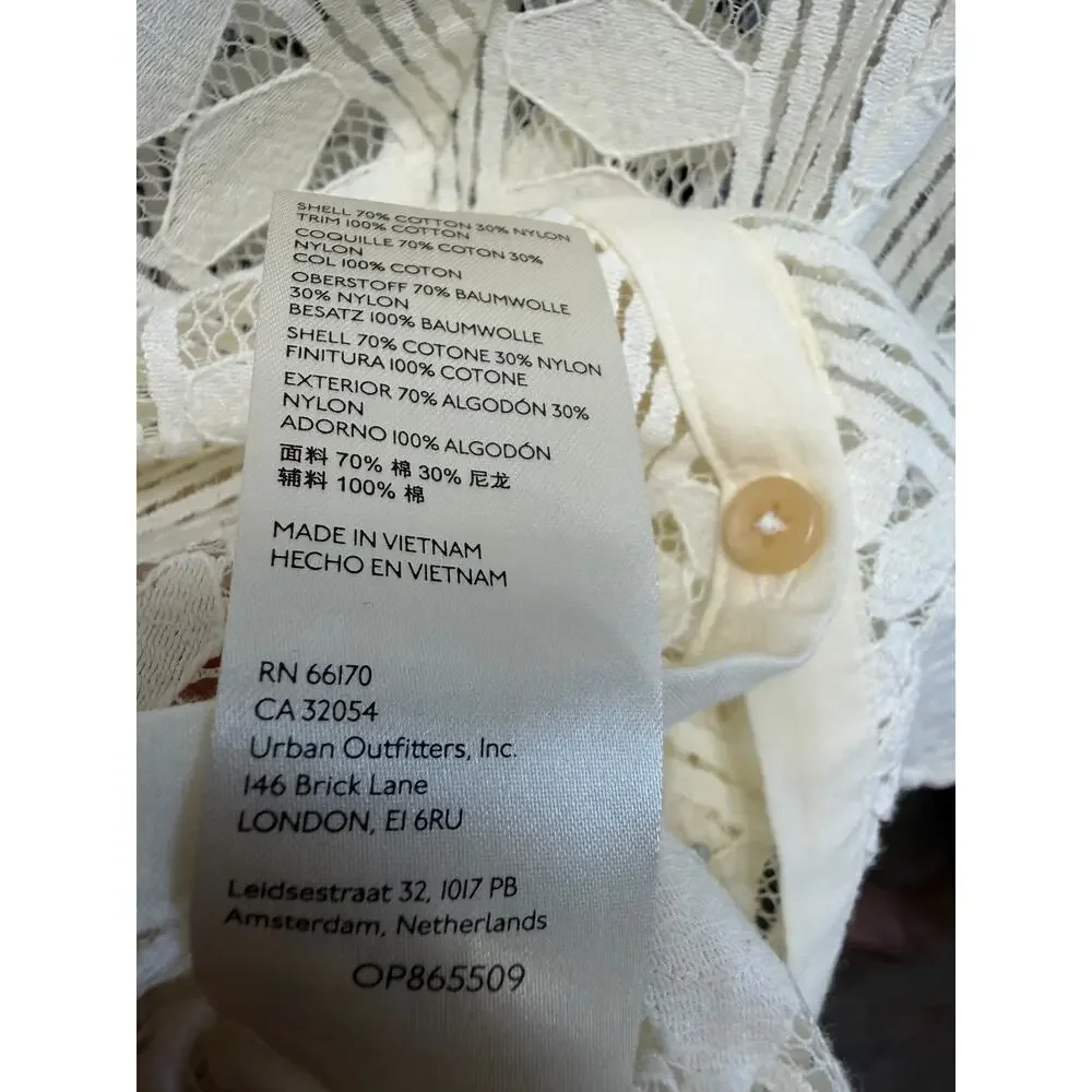 Anthropologie Lace Button Down Blouse Women's 16W Romantic Festival Cream